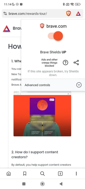 Brave Private Web Browser, VPN 2