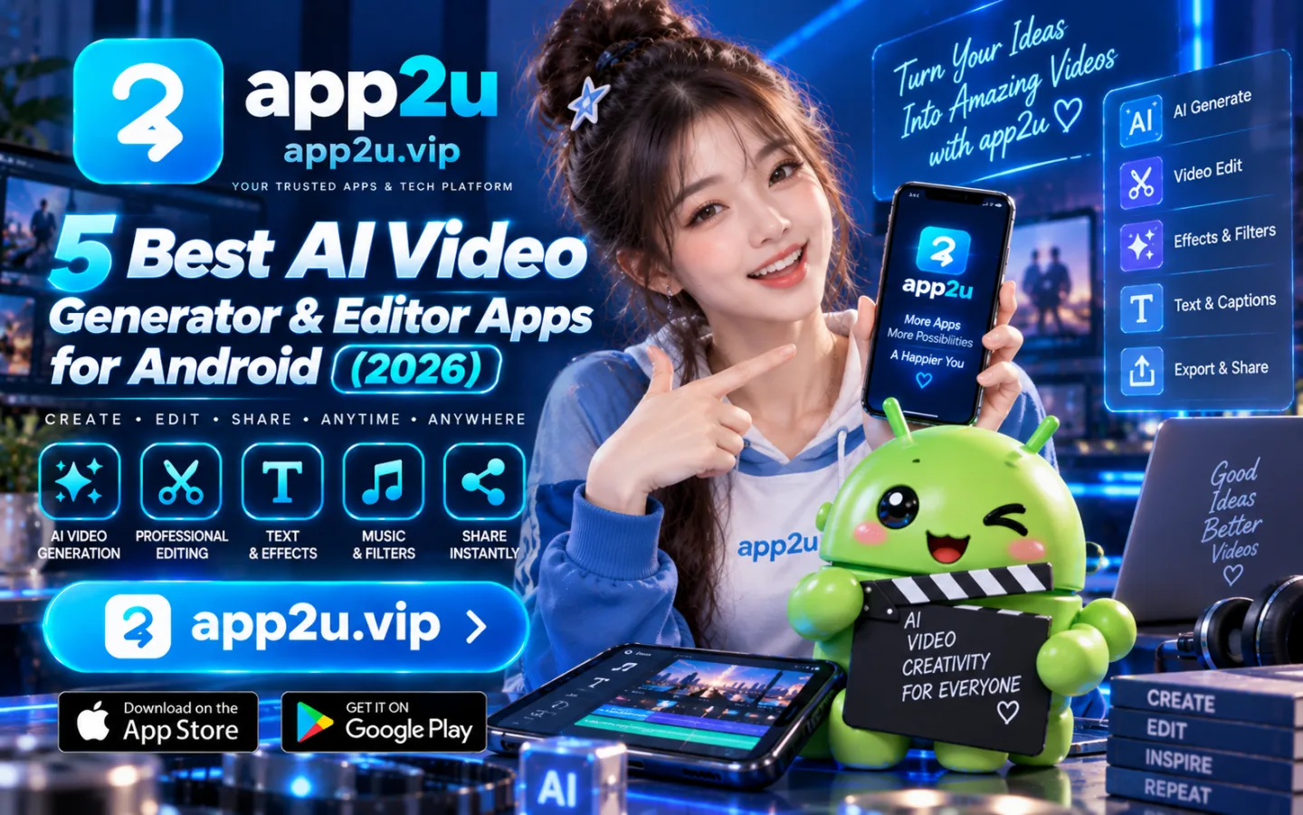 5 Best AI Video Generator & Editor Apps for Android (2026)